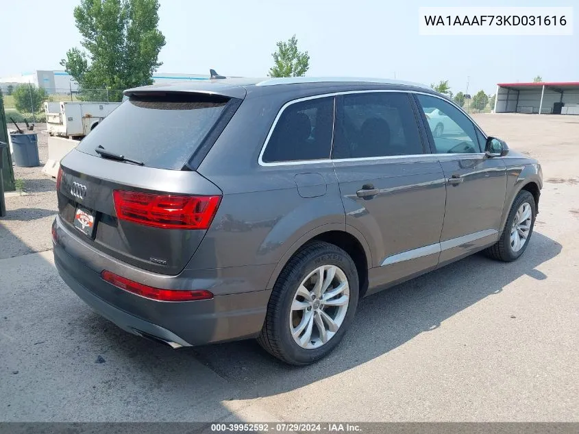 2019 Audi Q7 55 Premium/55 Se Premium VIN: WA1AAAF73KD031616 Lot: 39952592