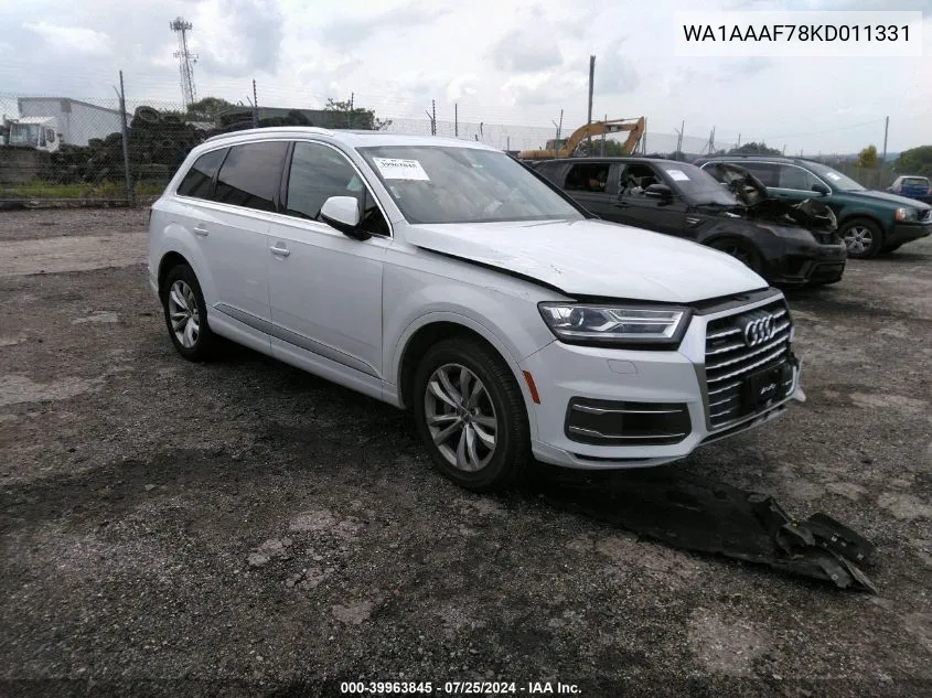 2019 Audi Q7 55 Premium/55 Se Premium VIN: WA1AAAF78KD011331 Lot: 39963845