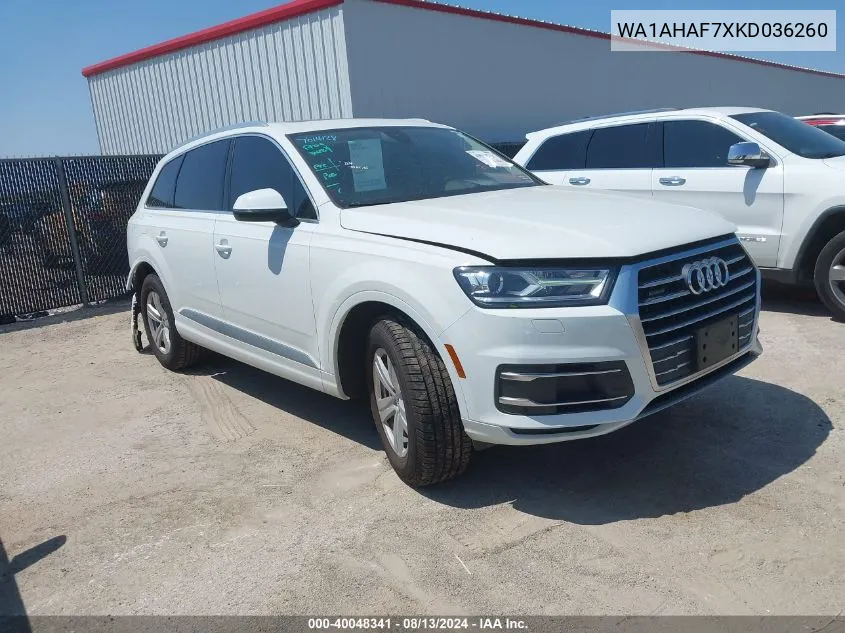 2019 Audi Q7 45 Se Premium/Premium VIN: WA1AHAF7XKD036260 Lot: 40048341