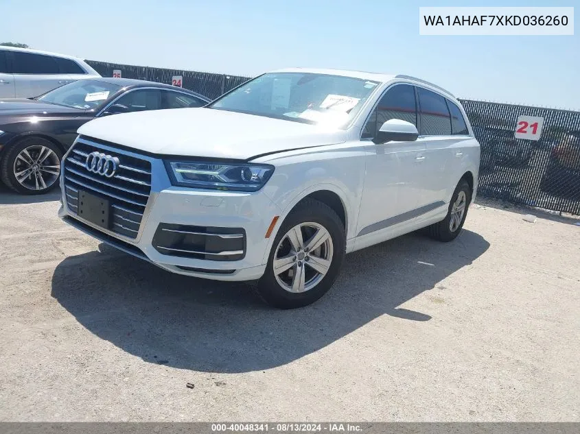 WA1AHAF7XKD036260 2019 Audi Q7 45 Se Premium/Premium