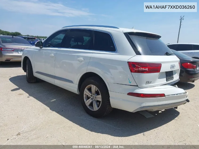 WA1AHAF7XKD036260 2019 Audi Q7 45 Se Premium/Premium