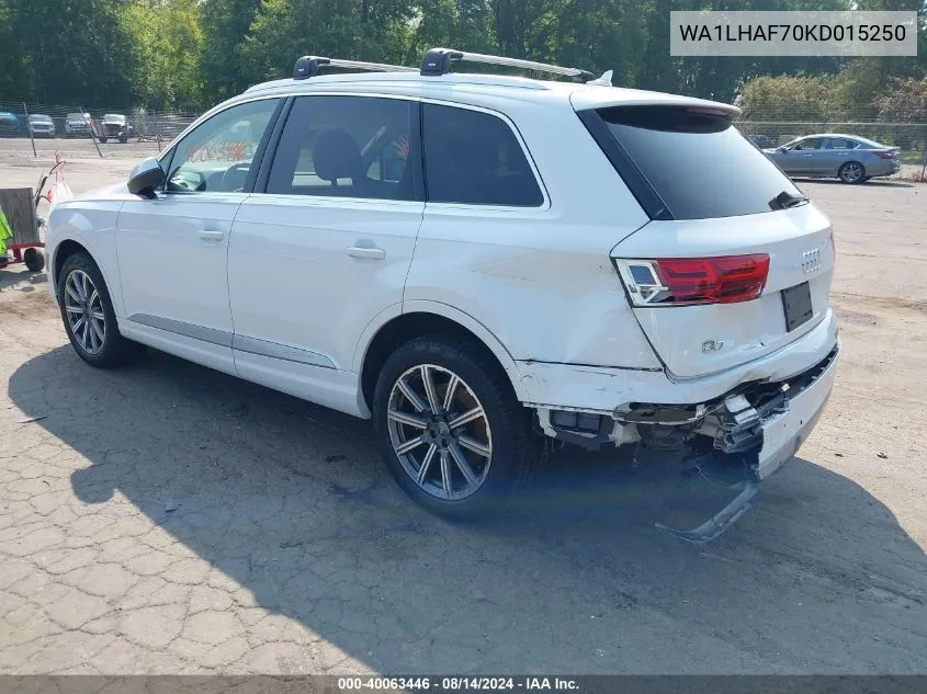 WA1LHAF70KD015250 2019 Audi Q7 45 Premium/45 Se Premium