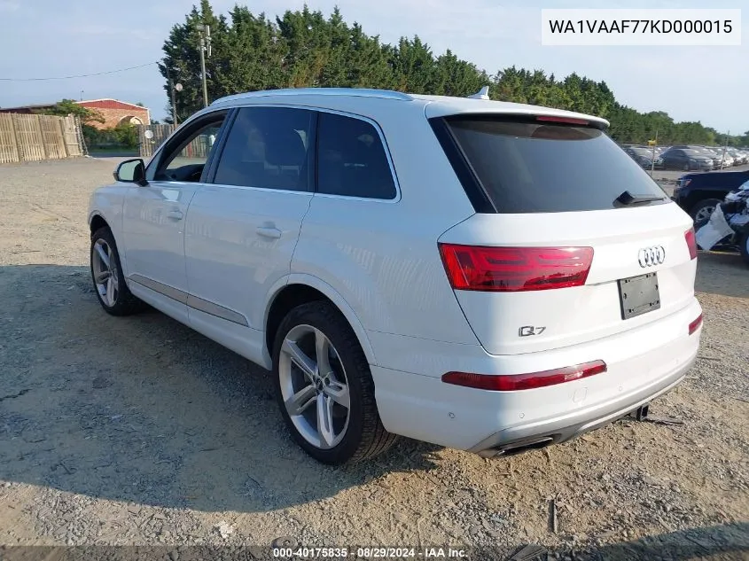 2019 Audi Q7 55 Premium VIN: WA1VAAF77KD000015 Lot: 40175835