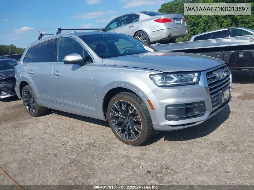 2019 Audi Q7 55 Premium VIN: WA1AAAF71KD013597 Lot: 40178101