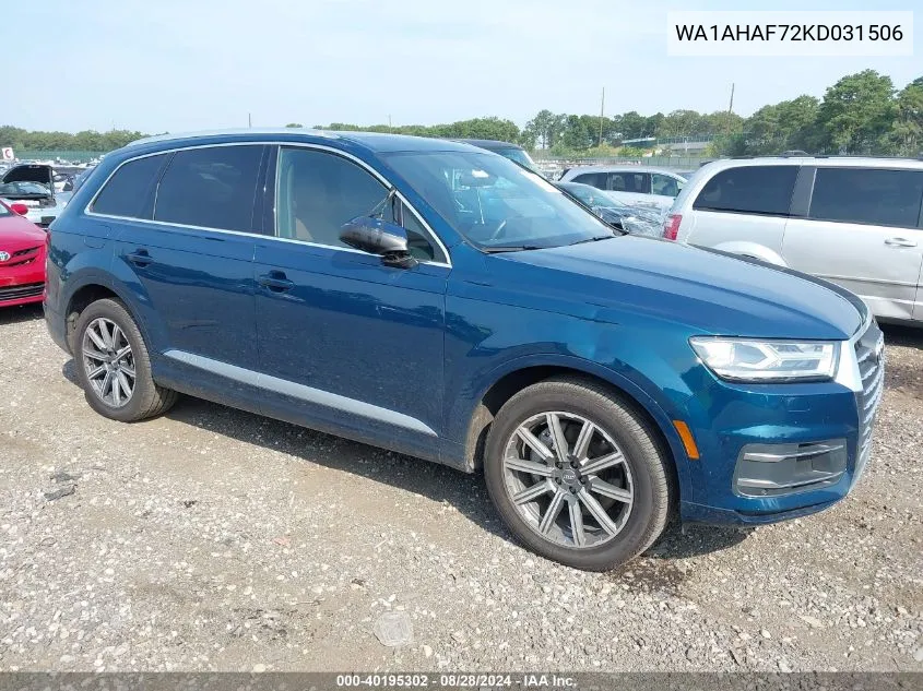 2019 Audi Q7 45 Premium/45 Se Premium VIN: WA1AHAF72KD031506 Lot: 40195302