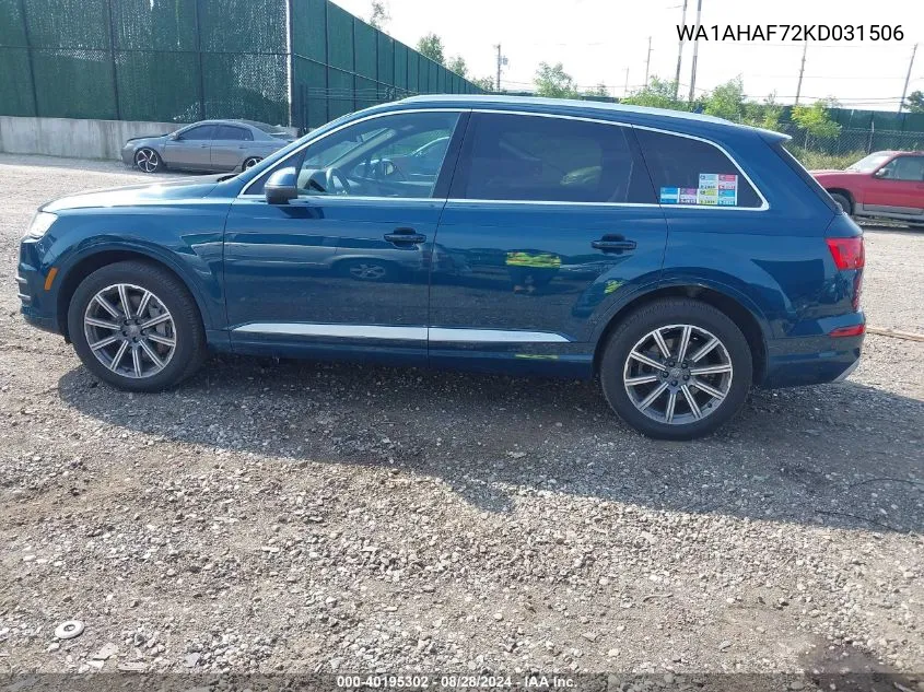 2019 Audi Q7 45 Premium/45 Se Premium VIN: WA1AHAF72KD031506 Lot: 40195302