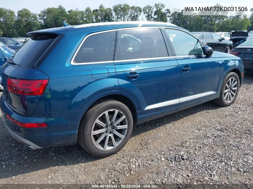 2019 Audi Q7 45 Premium/45 Se Premium VIN: WA1AHAF72KD031506 Lot: 40195302