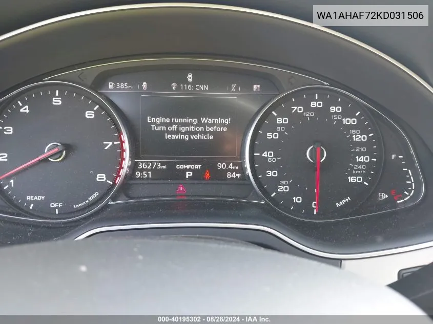 WA1AHAF72KD031506 2019 Audi Q7 45 Premium/45 Se Premium