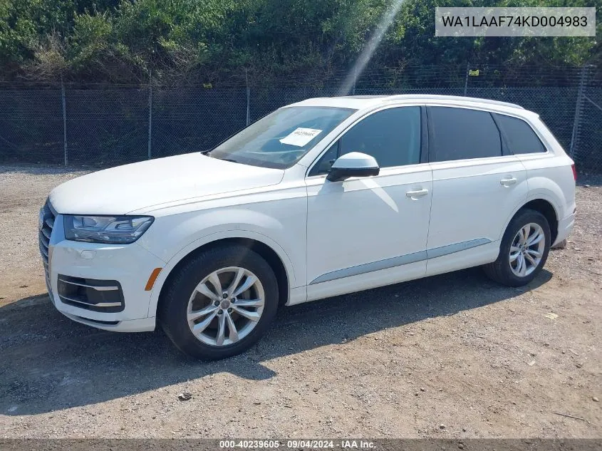 2019 Audi Q7 55 Premium/55 Se Premium VIN: WA1LAAF74KD004983 Lot: 40239605