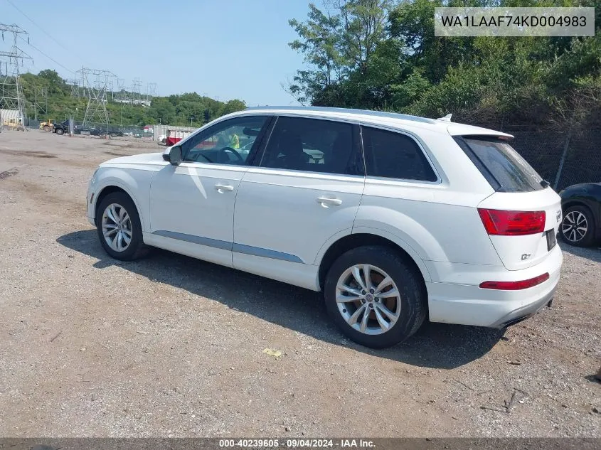 2019 Audi Q7 55 Premium/55 Se Premium VIN: WA1LAAF74KD004983 Lot: 40239605