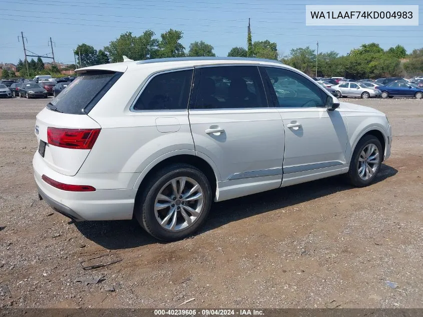 2019 Audi Q7 55 Premium/55 Se Premium VIN: WA1LAAF74KD004983 Lot: 40239605