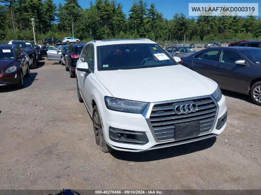 WA1LAAF76KD000319 2019 Audi Q7 55 Premium/55 Se Premium