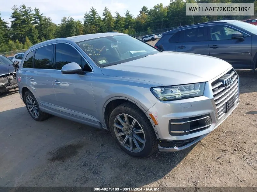 2019 Audi Q7 55 Premium/55 Se Premium VIN: WA1LAAF72KD001094 Lot: 40279189