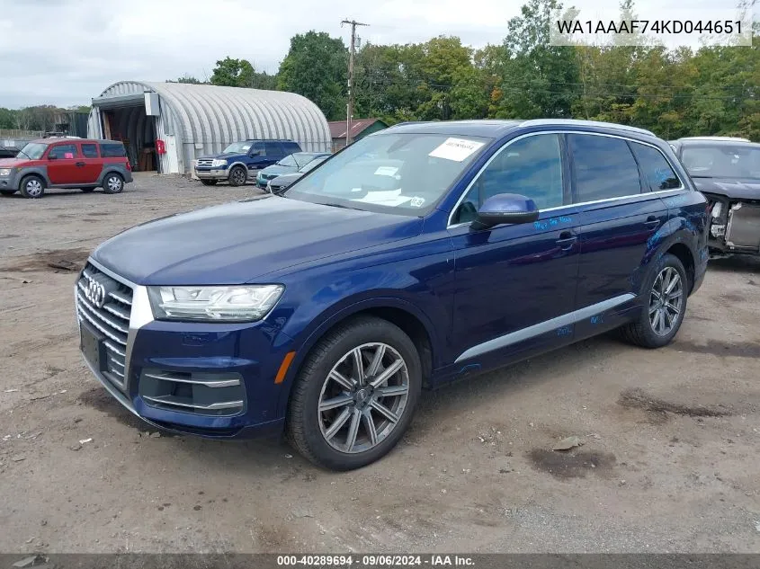 2019 Audi Q7 55 Premium/55 Se Premium VIN: WA1AAAF74KD044651 Lot: 40289694