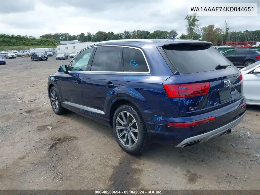 2019 Audi Q7 55 Premium/55 Se Premium VIN: WA1AAAF74KD044651 Lot: 40289694