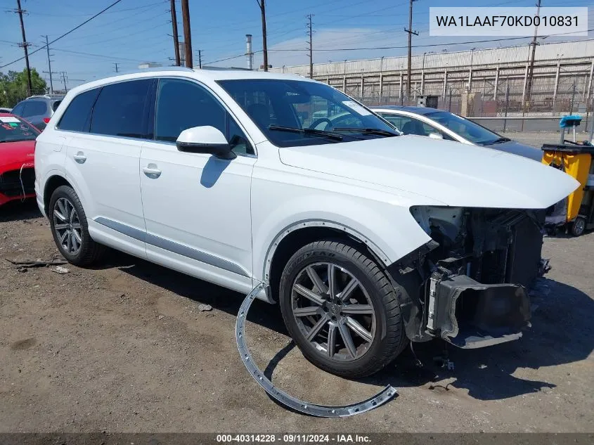 2019 Audi Q7 55 Premium/55 Se Premium VIN: WA1LAAF70KD010831 Lot: 40314228