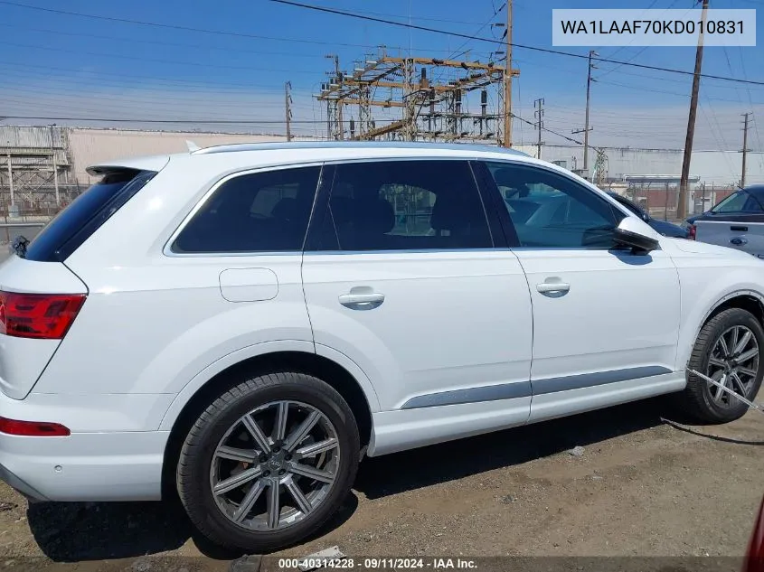 2019 Audi Q7 55 Premium/55 Se Premium VIN: WA1LAAF70KD010831 Lot: 40314228