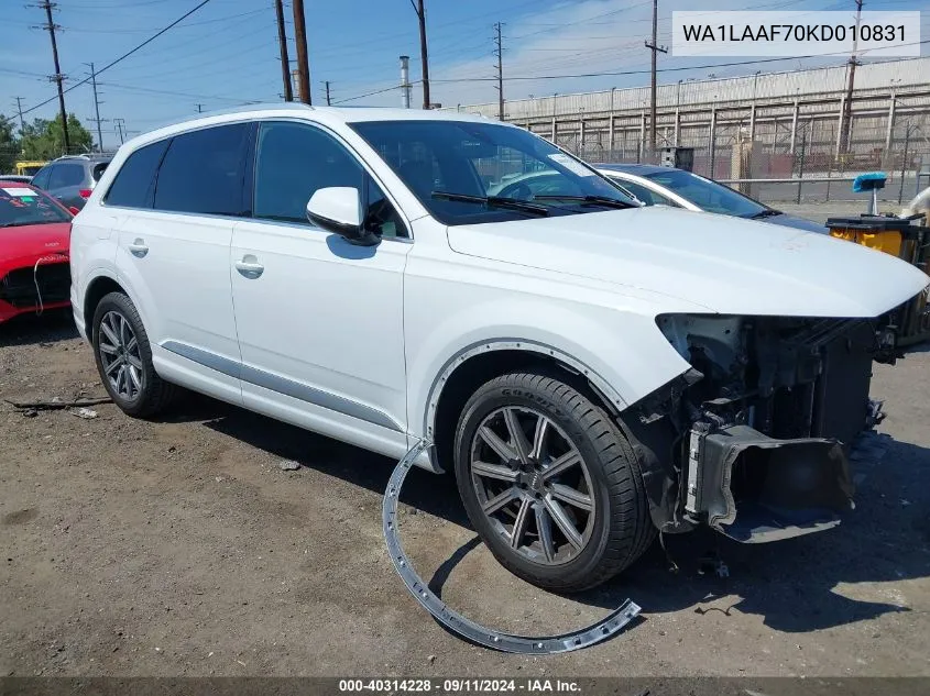 2019 Audi Q7 55 Premium/55 Se Premium VIN: WA1LAAF70KD010831 Lot: 40314228