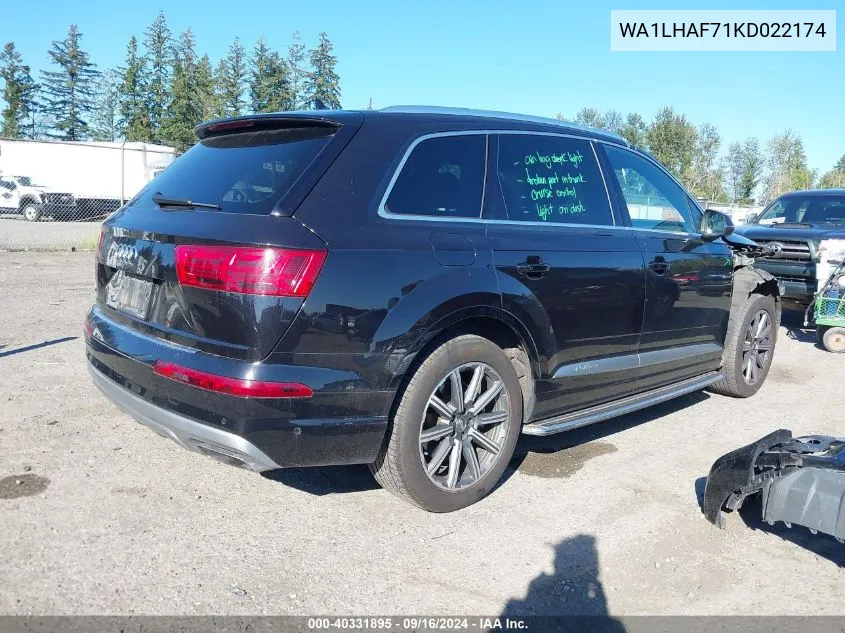 2019 Audi Q7 45 Premium/45 Se Premium VIN: WA1LHAF71KD022174 Lot: 40331895