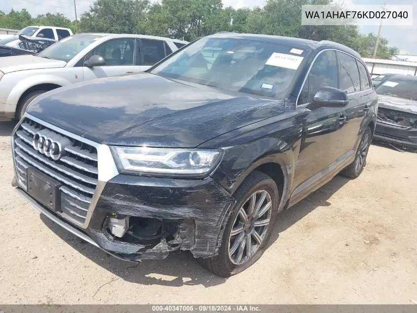 2019 Audi Q7 45 Premium/45 Se Premium VIN: WA1AHAF76KD027040 Lot: 40347005