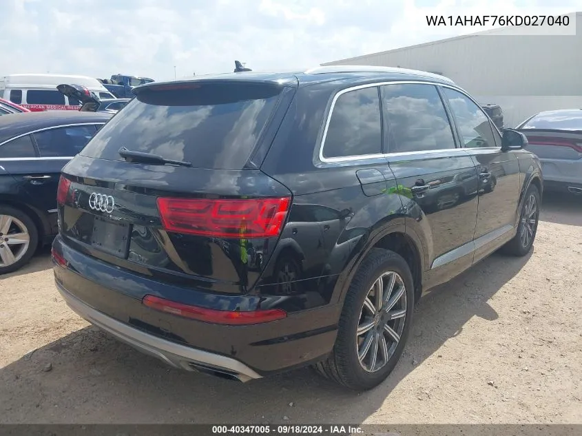 2019 Audi Q7 45 Premium/45 Se Premium VIN: WA1AHAF76KD027040 Lot: 40347005