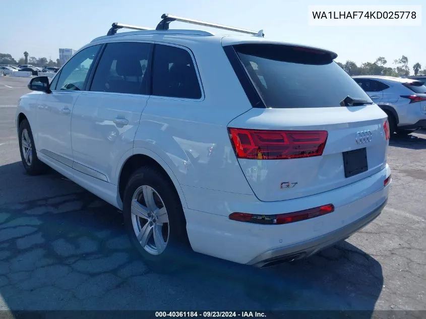 WA1LHAF74KD025778 2019 Audi Q7 45 Premium/45 Se Premium