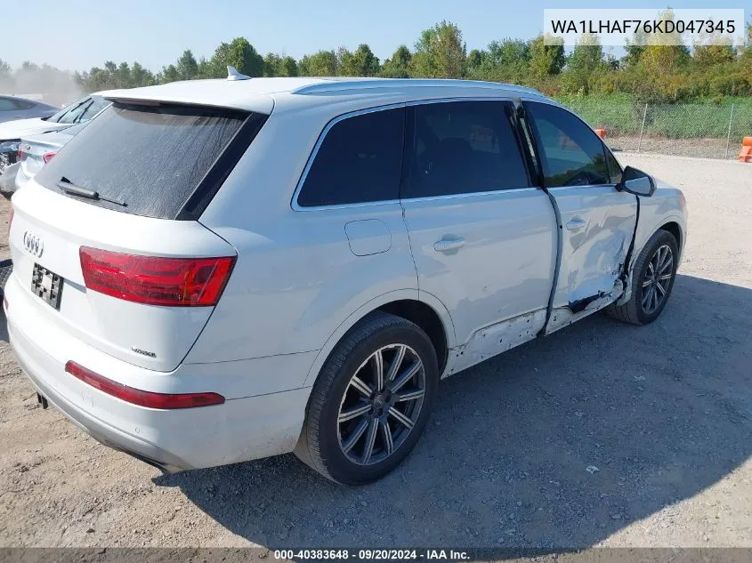 2019 Audi Q7 45 Premium VIN: WA1LHAF76KD047345 Lot: 40383648