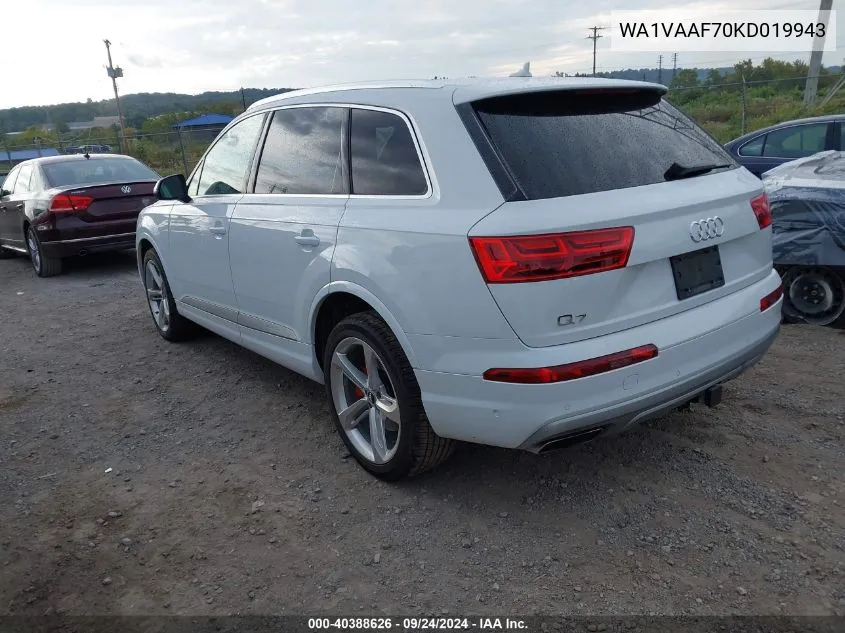 2019 Audi Q7 Prestige VIN: WA1VAAF70KD019943 Lot: 40388626