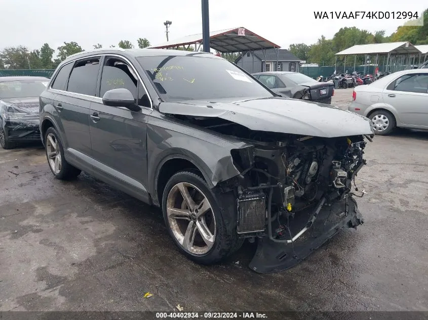 2019 Audi Q7 55 Premium VIN: WA1VAAF74KD012994 Lot: 40402934