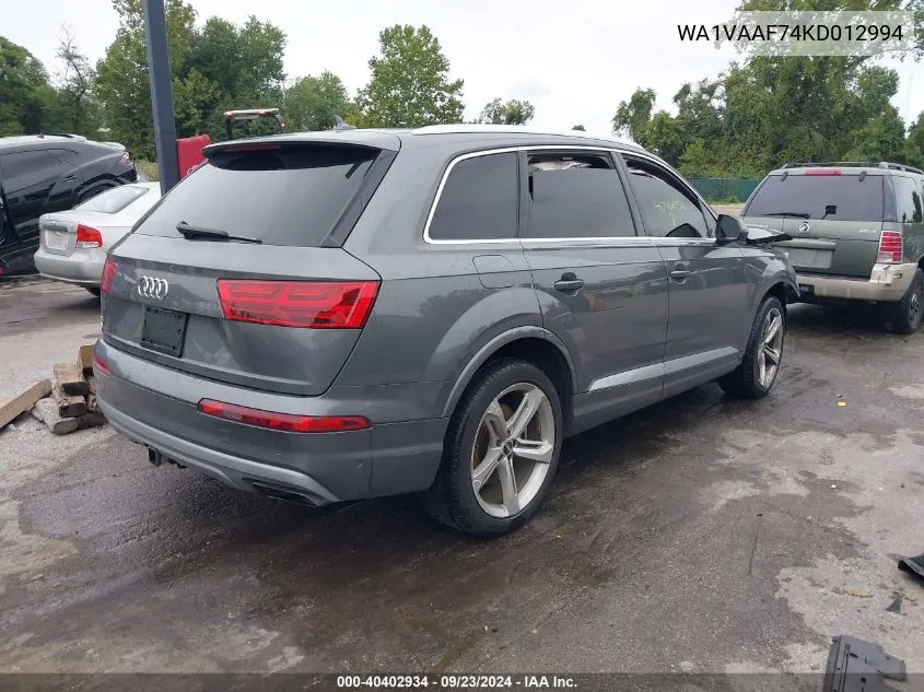 2019 Audi Q7 55 Premium VIN: WA1VAAF74KD012994 Lot: 40402934