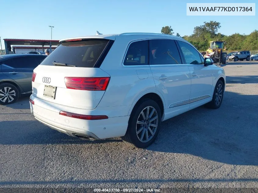 2019 Audi Q7 55 Premium VIN: WA1VAAF77KD017364 Lot: 40433780