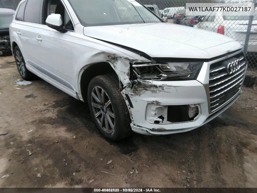 2019 Audi Q7 55 Premium/55 Se Premium VIN: WA1LAAF77KD027187 Lot: 40462128