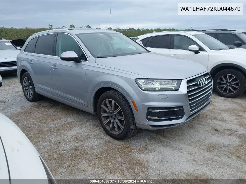 2019 Audi Q7 Premium Plus/Se Premium P VIN: WA1LHAF72KD044670 Lot: 40486737