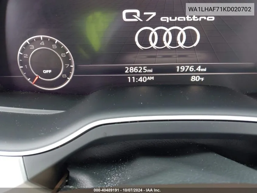 2019 Audi Q7 Premium Plus/Se Premium P VIN: WA1LHAF71KD020702 Lot: 40489191