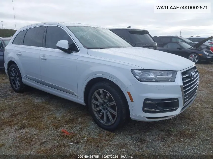 2019 Audi Q7 Premium Plus/Se Premium P VIN: WA1LAAF74KD002571 Lot: 40496785