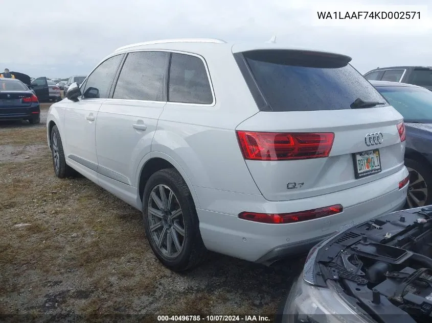 2019 Audi Q7 Premium Plus/Se Premium P VIN: WA1LAAF74KD002571 Lot: 40496785