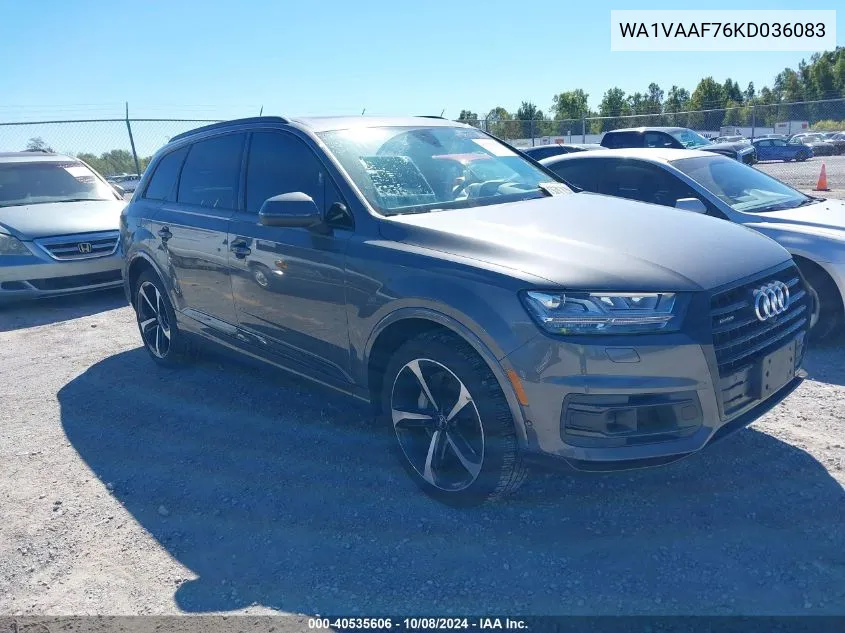 2019 Audi Q7 55 Premium VIN: WA1VAAF76KD036083 Lot: 40535606