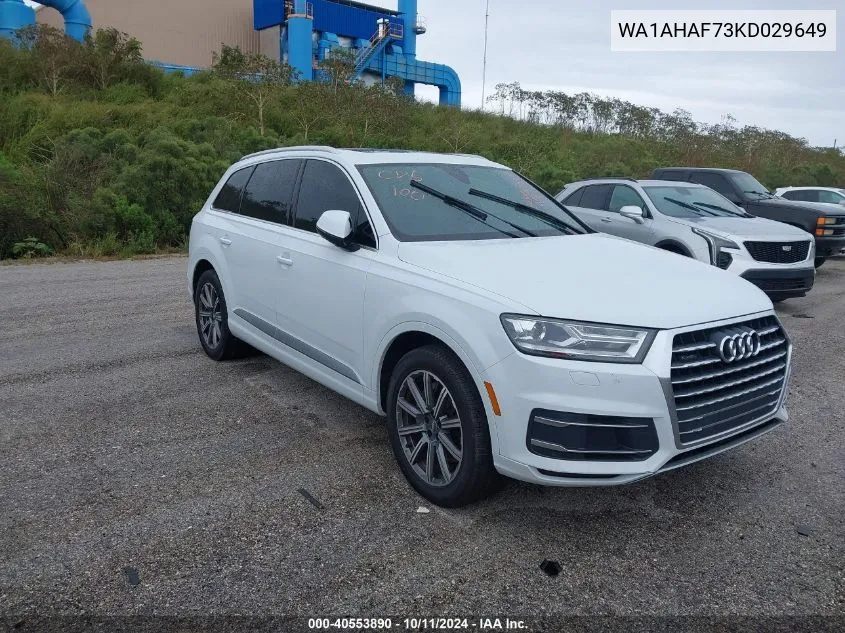 2019 Audi Q7 Premium/Se Premium VIN: WA1AHAF73KD029649 Lot: 40553890