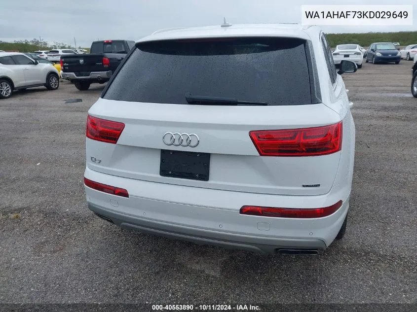 2019 Audi Q7 Premium/Se Premium VIN: WA1AHAF73KD029649 Lot: 40553890