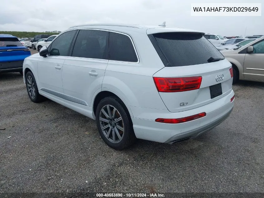 2019 Audi Q7 Premium/Se Premium VIN: WA1AHAF73KD029649 Lot: 40553890