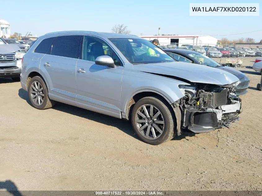 2019 Audi Q7 55 Premium/55 Se Premium VIN: WA1LAAF7XKD020122 Lot: 40717522