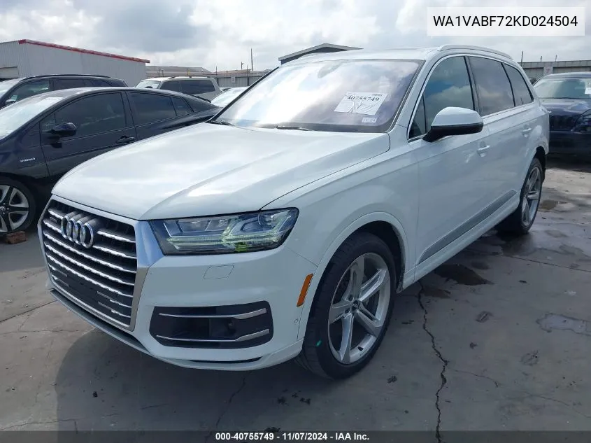 2019 Audi Q7 55 Premium VIN: WA1VABF72KD024504 Lot: 40755749