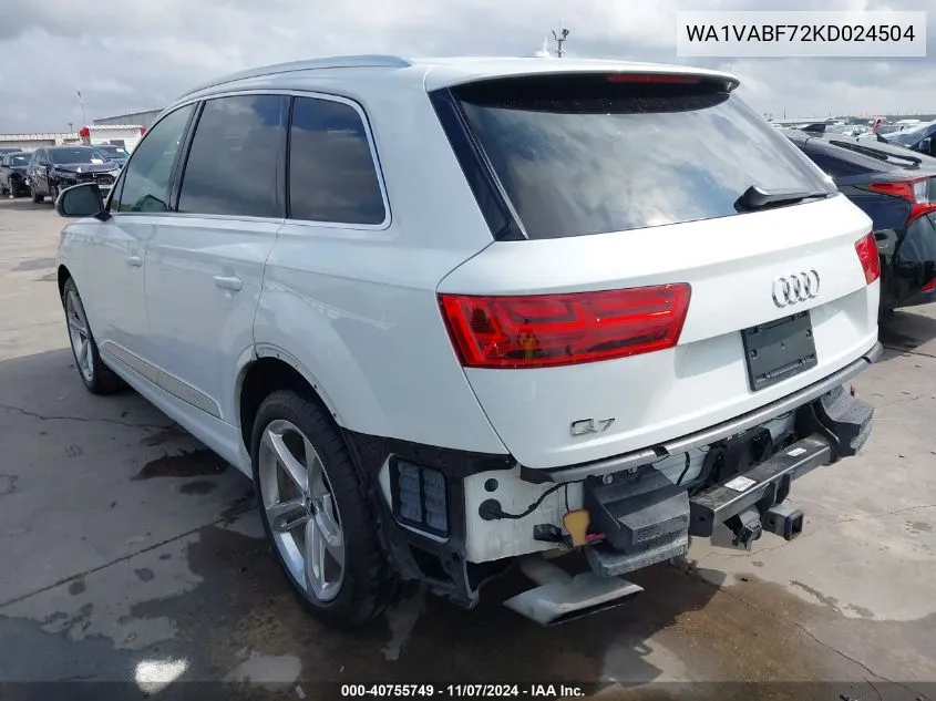 2019 Audi Q7 55 Premium VIN: WA1VABF72KD024504 Lot: 40755749