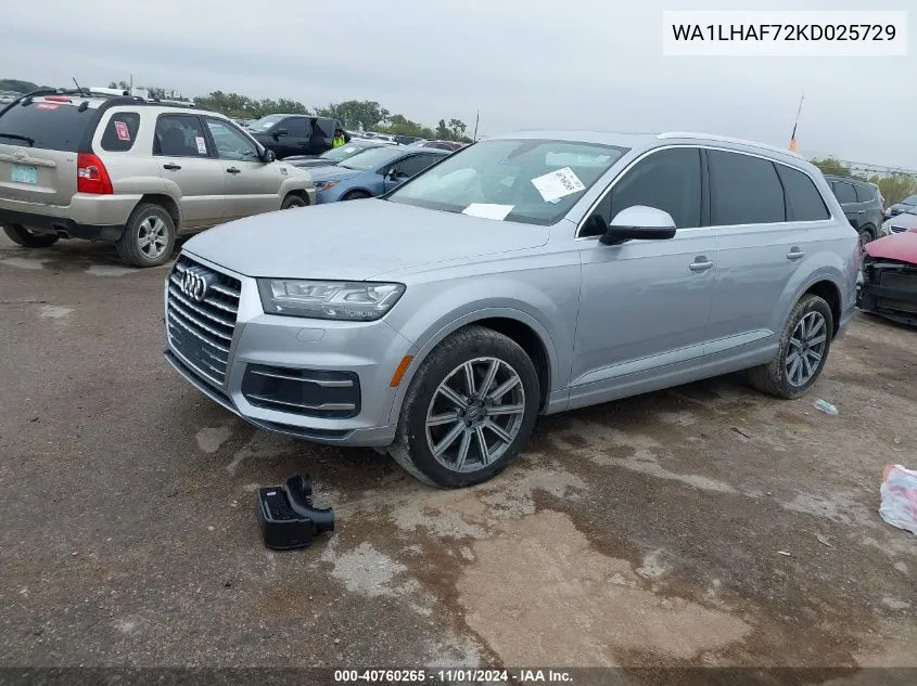 2019 Audi Q7 45 Premium/45 Se Premium VIN: WA1LHAF72KD025729 Lot: 40760265