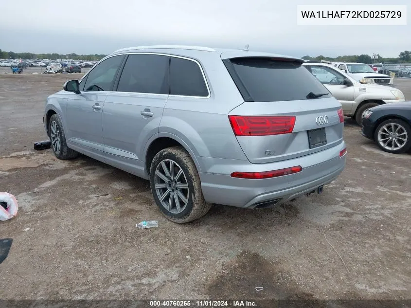 2019 Audi Q7 45 Premium/45 Se Premium VIN: WA1LHAF72KD025729 Lot: 40760265