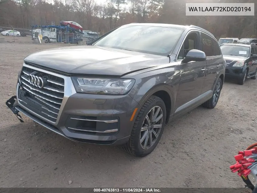 2019 Audi Q7 55 Premium VIN: WA1LAAF72KD020194 Lot: 40763813