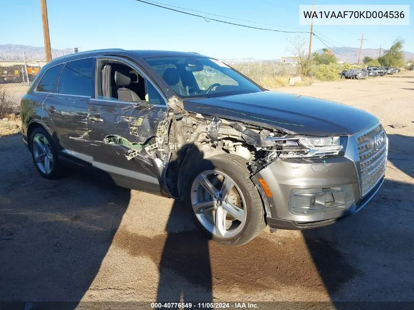 2019 Audi Q7 55 Premium VIN: WA1VAAF70KD004536 Lot: 40776549