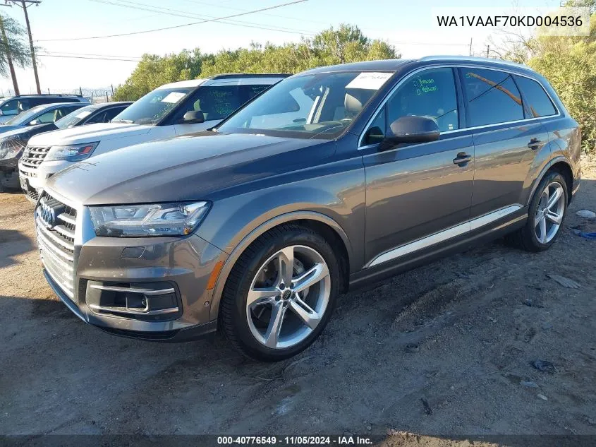 2019 Audi Q7 55 Premium VIN: WA1VAAF70KD004536 Lot: 40776549