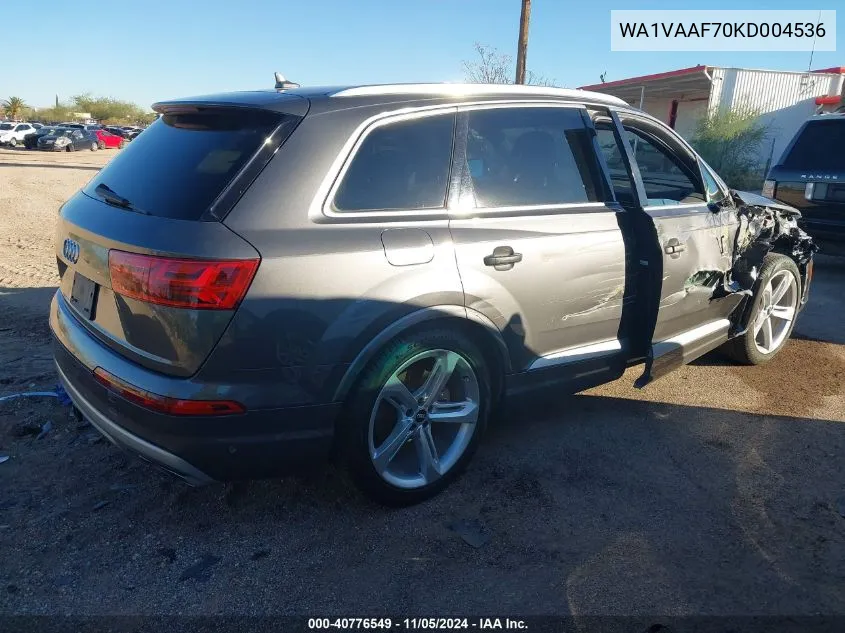 2019 Audi Q7 55 Premium VIN: WA1VAAF70KD004536 Lot: 40776549