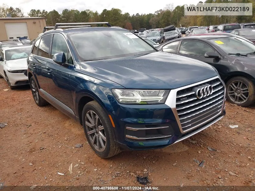 2019 Audi Q7 45 Premium/45 Se Premium VIN: WA1LHAF73KD022189 Lot: 40798608